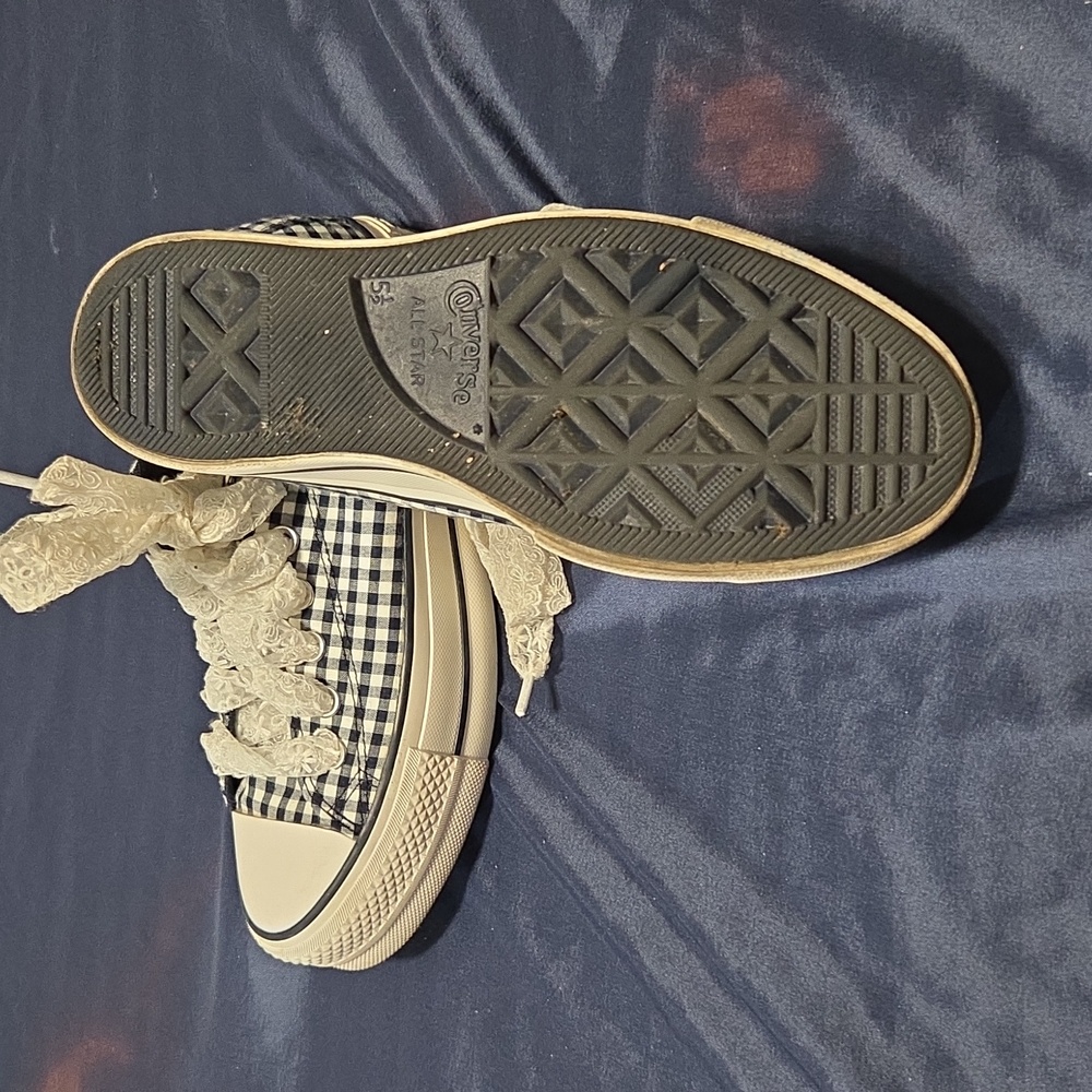 Converse Women's Navy Gingham Sneakers - Picture 10 of 12